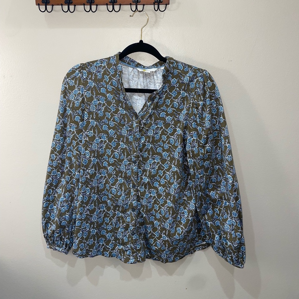 Boden Blue and green Floral Top